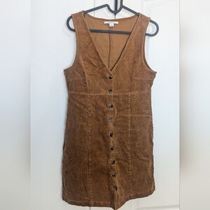 O'Neill Tan Brown Corduroy Button-Front Mini Dress